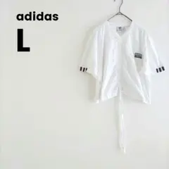 【美品】 adidas アディダス トップス L ショート丈 Tシャツ 半袖 白