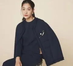 極美品　UNITED ARROWS ポリエステルツイード フリンジ ジャケット