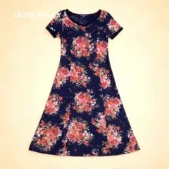 LAURA ASHLEY 花柄 カットソー ワンピース コットン