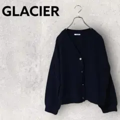 GLACIER 長袖 カーディガン M ネイビー 綿70% レディース