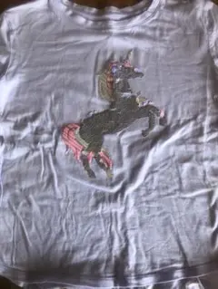 ユニコーン　スパンコール　Tシャツ M