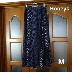 Honeys　ハニーズ　ロングフレアスカート　花柄ドット柄　Mサイズ