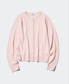 UNIQLO メリノクルーネックカーディガン ピンク M 미사용