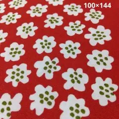 マリメッコ 生地 プケッティ 赤×白花 人気カラー