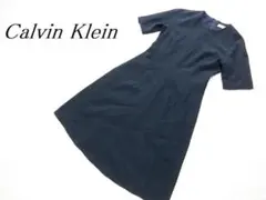 美品　カルバンクライン　清楚　フォーマル　ワンピース ライトブラック　４