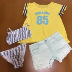 女子水着セット（Tシャツ・ビキニ・ショートパンツ）