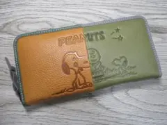新品 財布 レディース 二つ折り L字ラウンド 本革 スヌーピー パッチ