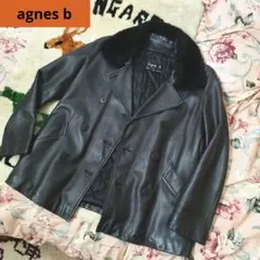 ハル様売約済みagnes b 黒 ボア付き　ダブル　レザージャケット ダブルのサムネイル