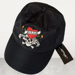 新品タグ付!!Ed Hardy スカル刺繍 キャップ 帽子 ハート 黒 y2kのサムネイル