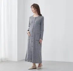 ベルメゾン　マタニティ　2WAYワンピースパジャマ　2枚セット　グレー　ブラウン