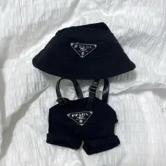 ラブブ　服　黒　ブラック　帽子　オーバーオール　セット