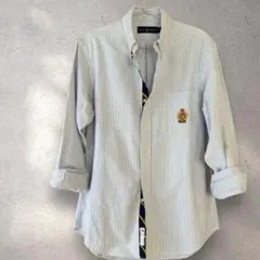 ラルフローレン ストライプBDシャツ エンブレム刺繍 長袖 M程度