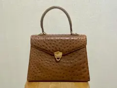 オーストリッチレザー ブラウンハンドバッグ