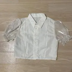 ホワイト クロップド丈 シャツ 半袖
