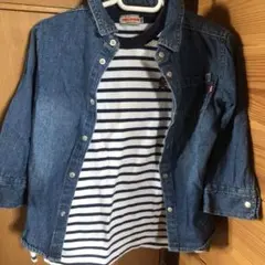 Miki House デニムジャケットとボーダーTシャツ 120