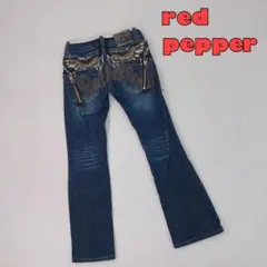 超希少【RED PEPPER】豪華刺繍 ウィングデザイン フレアデニム　25