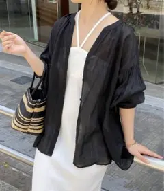 コラージュガリャルダガランテ　ラミー2WAYシアーブラウス　ブラック