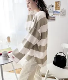 ストライプオーバーサイズTシャツ Lサイズ