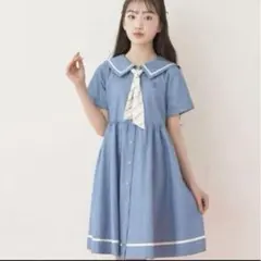 Fi.n.t シナモロール コラボ ビッグクレリックカラー5分袖ワンピース