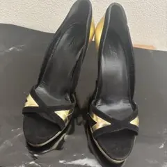 GUCCI ブラック ゴールド ハイヒール