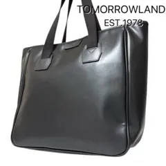 【未使用】TOMORROWLAND トートバッグ A4可 ブラックレザー 肩がけ 未使用】TOMORROWLAND トートバッグ A4可 ブラックレザー 肩がけ