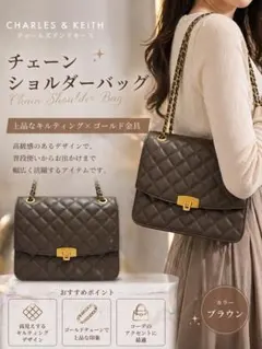 CHARLES&KEITH キルテッドプッシュロッククラッチバッグ