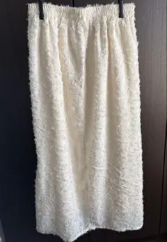 シャギー ジャガードスカート ホワイト
