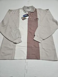 GEOMETRIC 長袖 ポロシャツ トップス ベージュ ブラウン