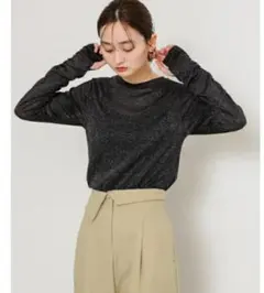 ラメリブロングTシャツ センスオブプレイスバイアーバンリサーチ 黒