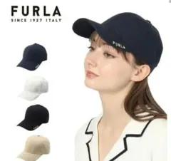 FURLA ベースボールキャップ ネイビー ベージュ