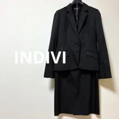 INDIVI スーツ セットアップ 38 ジャケット ワイドパンツ ネイビー