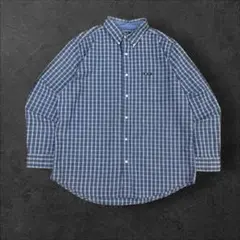 CHAPSチャップス チェックシャツBDボタンダウン長袖シャツブルー系古着