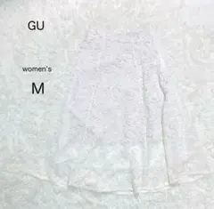 【GU】総レース フレアスカート M 裏地付 上品 花柄 ミモレ丈 フレア