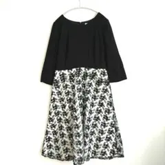 未使用エマジェイムス　フォーマルレースフラワーワンピース　七分袖11号ひざ下丈