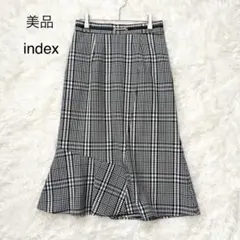 美品　インデックス　フレアスカート　ミモレ丈　アシンメトリー　チェック　S-Mのサムネイル