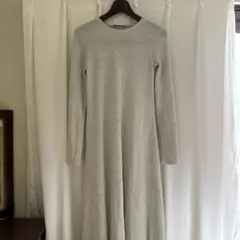 ZARA グレー 透けニットロングワンピース/Sサイズ