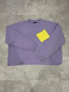 ラベンダー クルーネックニット イエローポケット