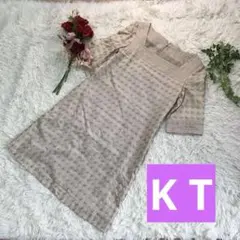 美品【KT】ワンピース　ベージュ　刺繍　麻好きな方　清楚ワンピ　9