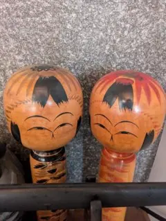 手描き木製こけし人形2体セット