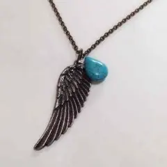 タイムセール先着1名777円ターコイズフェザーハンドメイドネックレス