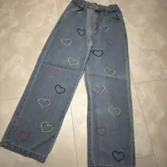 ハート刺繍デニムパンツ　8Y