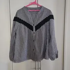 未使用　ギンガムチェック長袖シャツ