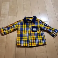 ムージョンジョンチェックの長袖シャツ 黄色 ８０cm