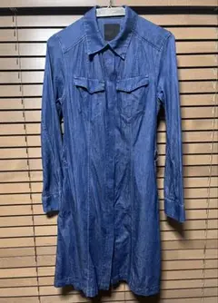 G-STAR RAW デニム ブルー シャツワンピース ウエストベルト付き　古着のサムネイル