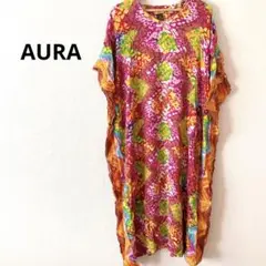 AURA マルチカラー カットソーワンピース 半袖