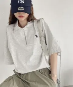 U.S. POLO ASSN. ハーフジップ ショートスリーブ ポロシャツ　M