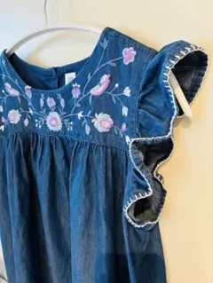 刺繍入りデニムノースリーブワンピース 160（XXL）