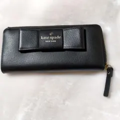 kate spade ブラック 長財布 リボン付き