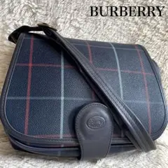 美品 BURBERRY バーバリー PVCレザー チェック ショルダーバッグ