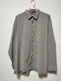 グローバルワーク 長袖シャツ グレー ポケット付き XL